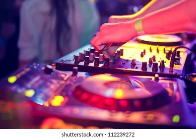 Dj Mixing In Night Club