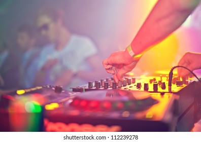 Dj Mixing In Night Club