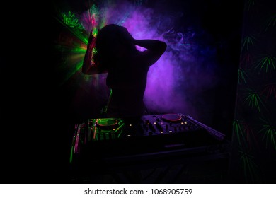 Sexy Female Dj Mixes Club Uv Stock Photo Shutterstock