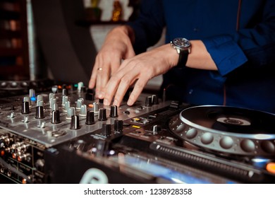 Dj Spinning Mixing Scratching Night Club Stock Photo 1238928358 ...