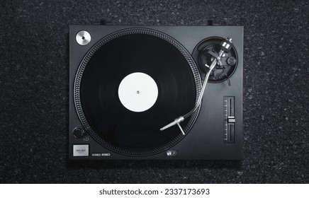 DJ turntable vinyl record on desk