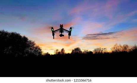 DJI Inspire Drone Against Sunset