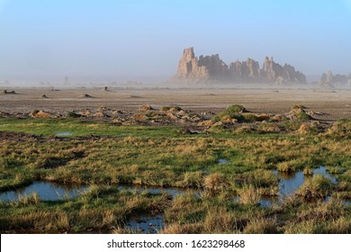 Djibouti Lake Abbe desert salt lake moon prehistoric surreal landscape