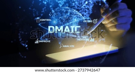DMAIC Process and Six Sigma Quality Improvement Illustrated on a Digital Interface.