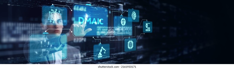 DMAIC, Six Sigma. Define, Measure, Analyse, Improve, Control. Standard Quality Control And Lean Manufacturing Concept.