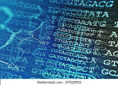 DNA Data And Chemical Formula. Science Concept.