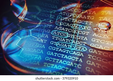 DNA data and hemical formula. Science concept.