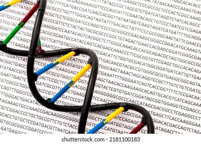 DNA Double Helix And Genome Sequence Concept For Molecular Biochemistry Backgrounds, Genetic Code And Gene Research