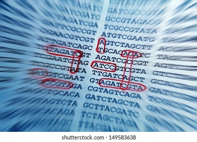 DNA encoding. Text with nucleobases.