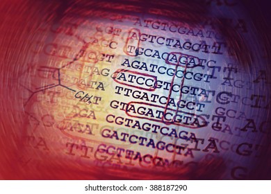 DNA encoding. Text with nucleobases.
