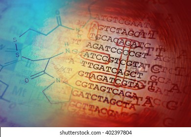 DNA encoding. Text with nucleobases.