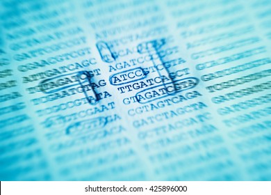 DNA encoding. Text with nucleobases.