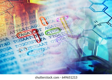 DNA encoding. Text with nucleobases.