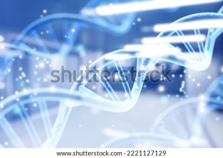 DNA helix structure hologram, genetic concept.