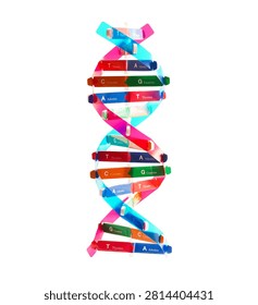 DNA molecule spiral structure model isolated on white background.