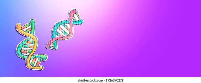 DNA Sequencing Theme With Cardboard Craft Drawings - Flatlay