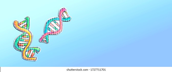 DNA Sequencing Theme With Cardboard Craft Drawings - Flatlay