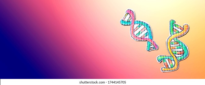 DNA Sequencing Theme With Cardboard Craft Drawings - Flatlay