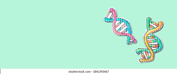 DNA Sequencing Theme With Cardboard Craft Drawings - Flatlay