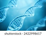 DNA Strands on blue background , 3d render