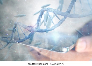 DNA structure interface. DNA strands - Powered by Shutterstock - Get 15% off with code: PIKWIZARD15