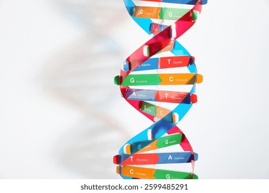 DNA structure model on light background, space for text