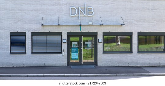 DNB Sign On Bank Building Front Entrance And Exterior Outside - Kongsvinger, Norway 27 June 2022