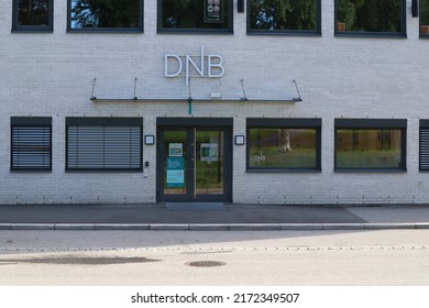 DNB Sign On Bank Building Front Entrance And Exterior Outside - Kongsvinger, Norway 27 June 2022