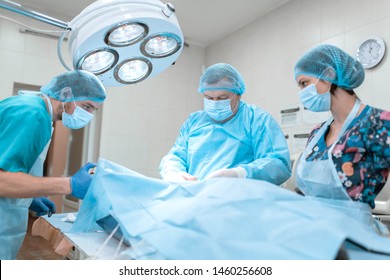 Dnepr / Ukraine - 03.14.2019: Medical team performing operation. Group of surgeon at work. - Shutterstock ID 1460256608