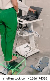 Dnepr, Ukraine- July 17, 2020: Young Woman Doing Bone Densitometry Test To Detect Osteopenia Or Osteoporosis