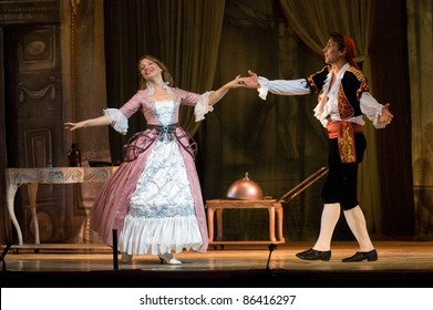 DNEPROPETROVSK, UKRAINE - JUNE 25: Members of the Dnepropetrovsk State Opera and Ballet Theatre perform " The Barber of Seville " on June 25, 2011 in Dnepropetrovsk, Ukraine
