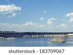 The Dnieper Hydroelectric Station. is the largest hydroelectric power station on the Dnieper River, placed in Zaporozhia, Ukraine.