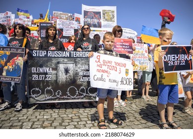 DNIPRO, UKRAINE - August 07, 2022: Wifes, Mothers, Kids Of Ukrainian Soldiers And Members Of Azov Battalion Asked To Save Their Lifes