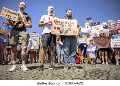 DNIPRO, UKRAINE - August 07, 2022: Wifes, Mothers, Kids Of Ukrainian Soldiers And Members Of Azov Battalion Asked To Save Their Lifes