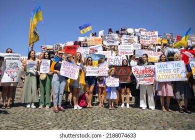 DNIPRO, UKRAINE - August 07, 2022: Wifes, Mothers, Kids Of Ukrainian Soldiers And Members Of Azov Battalion Asked To Save Their Lifes