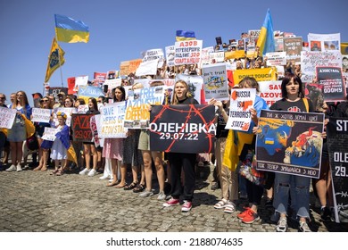 DNIPRO, UKRAINE - August 07, 2022: Wifes, Mothers, Kids Of Ukrainian Soldiers And Members Of Azov Battalion Asked To Save Their Lifes