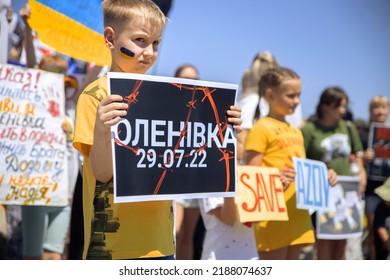 DNIPRO, UKRAINE - August 07, 2022: Wifes, Mothers, Kids Of Ukrainian Soldiers And Members Of Azov Battalion Asked To Save Their Lifes