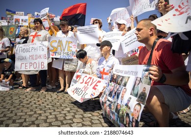 DNIPRO, UKRAINE - August 07, 2022: Wifes, Mothers, Kids Of Ukrainian Soldiers And Members Of Azov Battalion Asked To Save Their Lifes