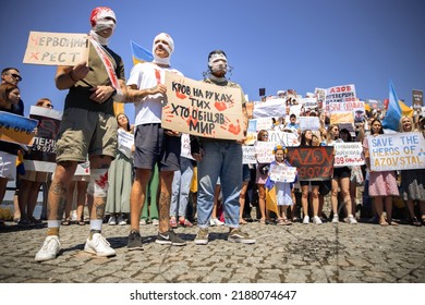 DNIPRO, UKRAINE - August 07, 2022: Wifes, Mothers, Kids Of Ukrainian Soldiers And Members Of Azov Battalion Asked To Save Their Lifes