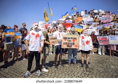 DNIPRO, UKRAINE - August 07, 2022: Wifes, Mothers, Kids Of Ukrainian Soldiers And Members Of Azov Battalion Asked To Save Their Lifes