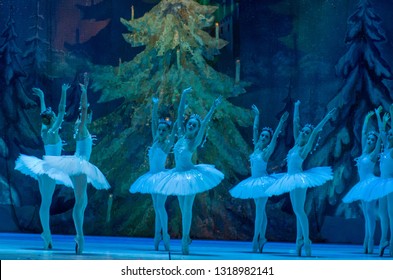 DNIPRO, UKRAINE - FEBRUARY 15, 2019: Nutcracker ballet performed by members of the Dnipro Opera and Ballet Theatre.