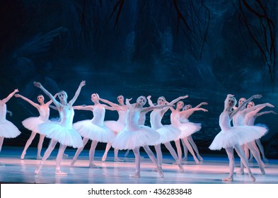 DNIPRO, UKRAINE - JUNE  12, 2016: SWAN LAKE ballet performed by members of the Dnipropetrovsk State Opera and Ballet Theatre.
