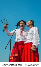 Dnipro, Ukraine - September 13, 2014: Ukrainian Folklore Male Duet At Festival In Honor Of City Day