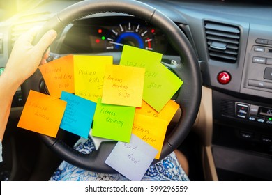 To Do List In A Car - Busy Day Concept