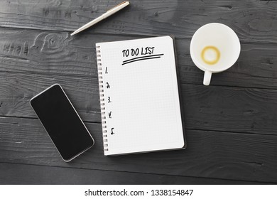 To Do List In Spiral Notepad Flat Lay Dark Style