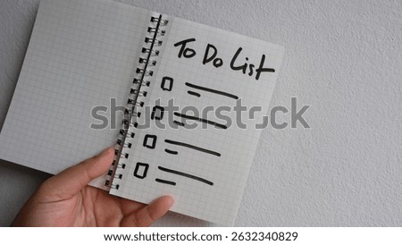 To do list, Text on notepad, checklist, business concept.