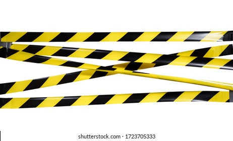 Do Not Cross criminal area from yellow and black warning police strip line isolated on white background. Caution lines. Danger and risk tape. Industrial protection sticky tape. Set small signs - Shutterstock ID 1723705333