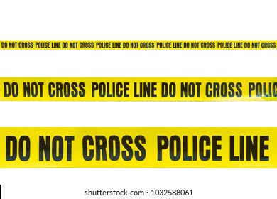 Do Not Cross Police Line Tape Yellow Isolated On White Background. This Has Clipping Path.