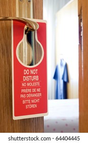 Do Not Disturb Sign On A Hotel Room Door