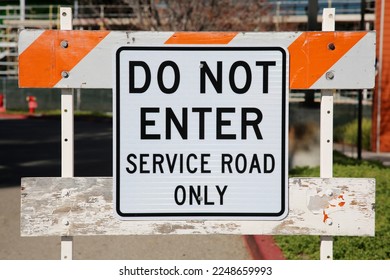 DO NOT ENTER. Do Not Enter Service Road Only sign. Warning Sign. Information. Traffic Sign. Service Road. Do Not Enter.  - Shutterstock ID 2248659993